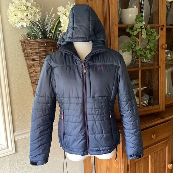 New Balance Hooded Blue Puffer Jacket Size Medium - Picture 1 of 15